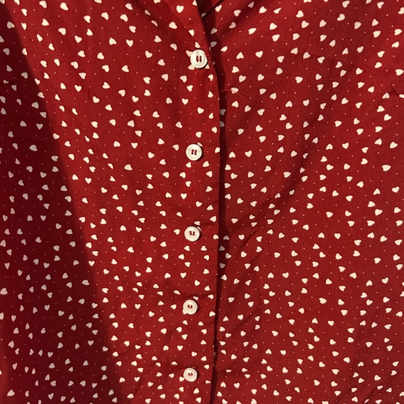 Allegra K Red Blouse with White Heart Pattern NWOT - Picture 3 of 6